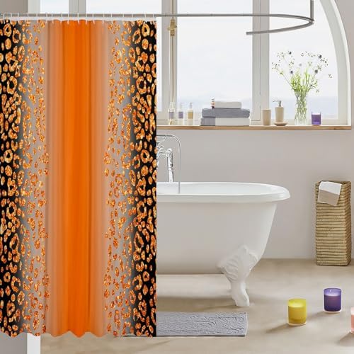 Jeffeloiu 72x72 Glitter Leopard Print Shower Curtain for Kids