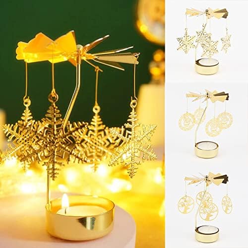 Eforcase Metal Gold Rotating Candle Holder