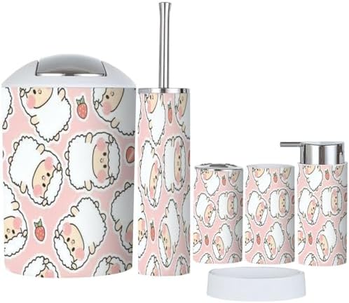 6-Piece Bath Accessory Set for Kids Farm Animal Design