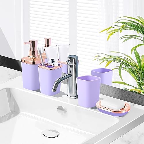 Complete Bathroom Accessories Collection Purple Bath Set with Essential Pieces
