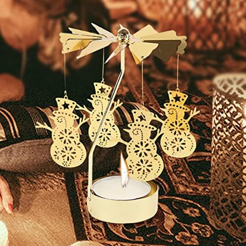 2x Spinning Snowman Candle Holder Tea Lights Party Decor