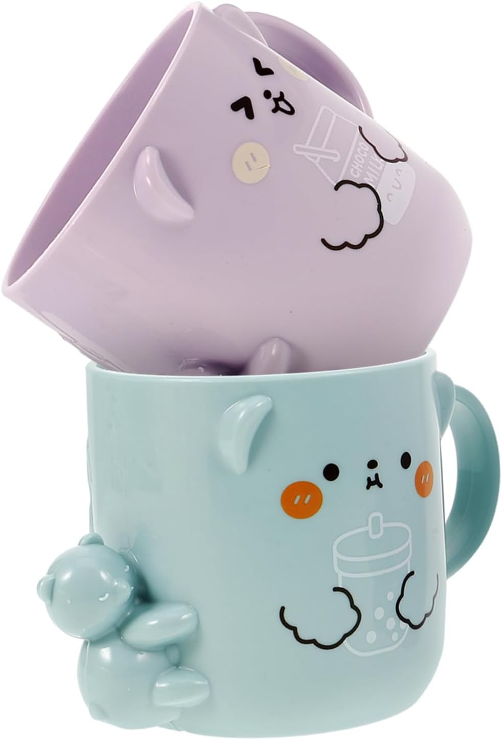 2Pcs Cute Plastic Cups for Boys - Toothbrush Holder Bear Design
