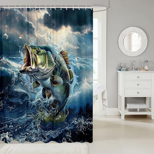 Feelyou Pike Fish Bath Curtain 72x72 for Kids