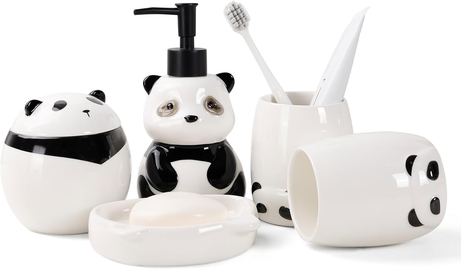 Cute Panda Bathroom Accessory Set 5PCS