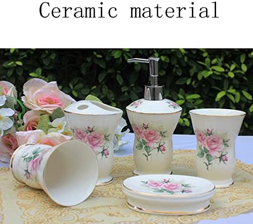 Tauzveok 5 Pcs Bathroom Accessories Set Pink
