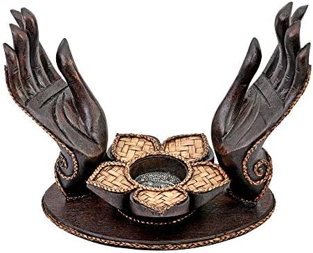 AeraVida Handcarved Open-Handed Candle Jewelry Holder