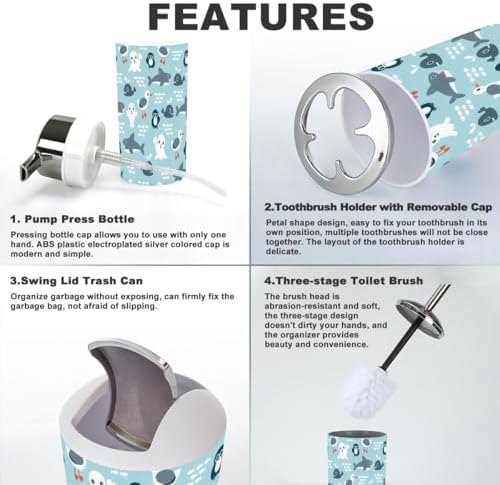 Bathroom Accessories Set 6 Pcs Durable Modern Decor