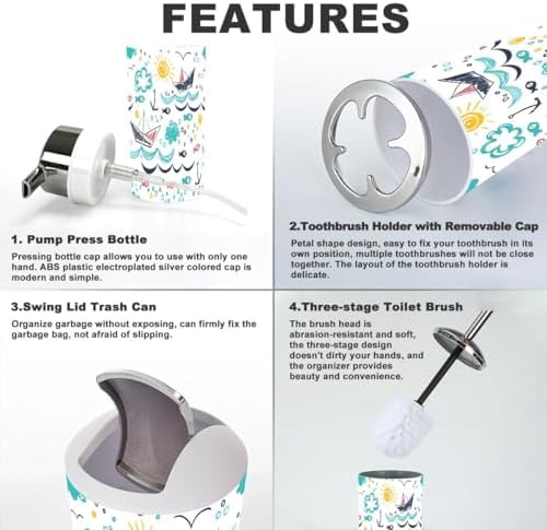 Bathroom Accessories Set 6 Pcs Durable Functional Decor 1