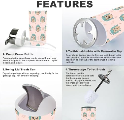 6-Piece Hedgehog Bathroom Accessories Set for Kids Adults Durable Stylish