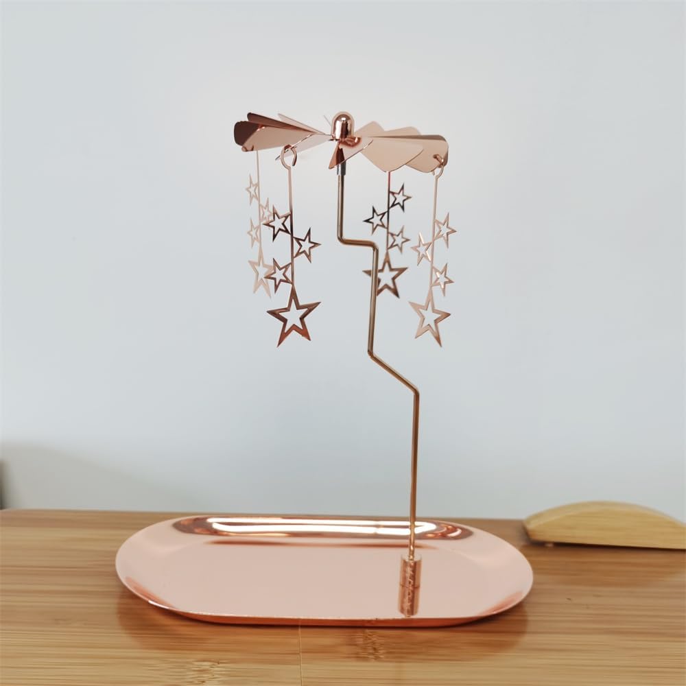 Rotary Candle Holder with Rosegold Star Tray