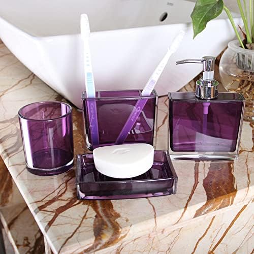 Purple Bathroom Accessories Set 5 Pcs Acrylic