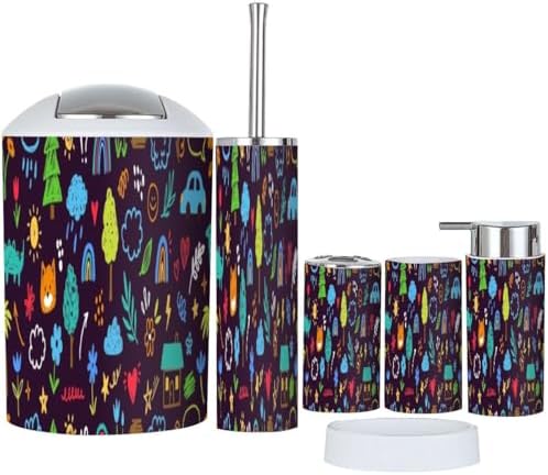 6 Piece Cute Kid Flower Bathroom Accessory Set