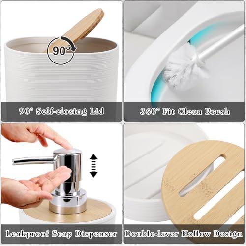 Essential White Bathroom Set with Woven Rugs Shower Curtain for Home Use