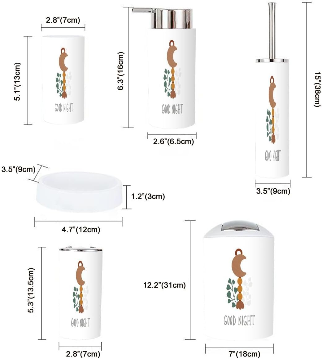 6 Piece Eco Wooden Bathroom Accessory Set