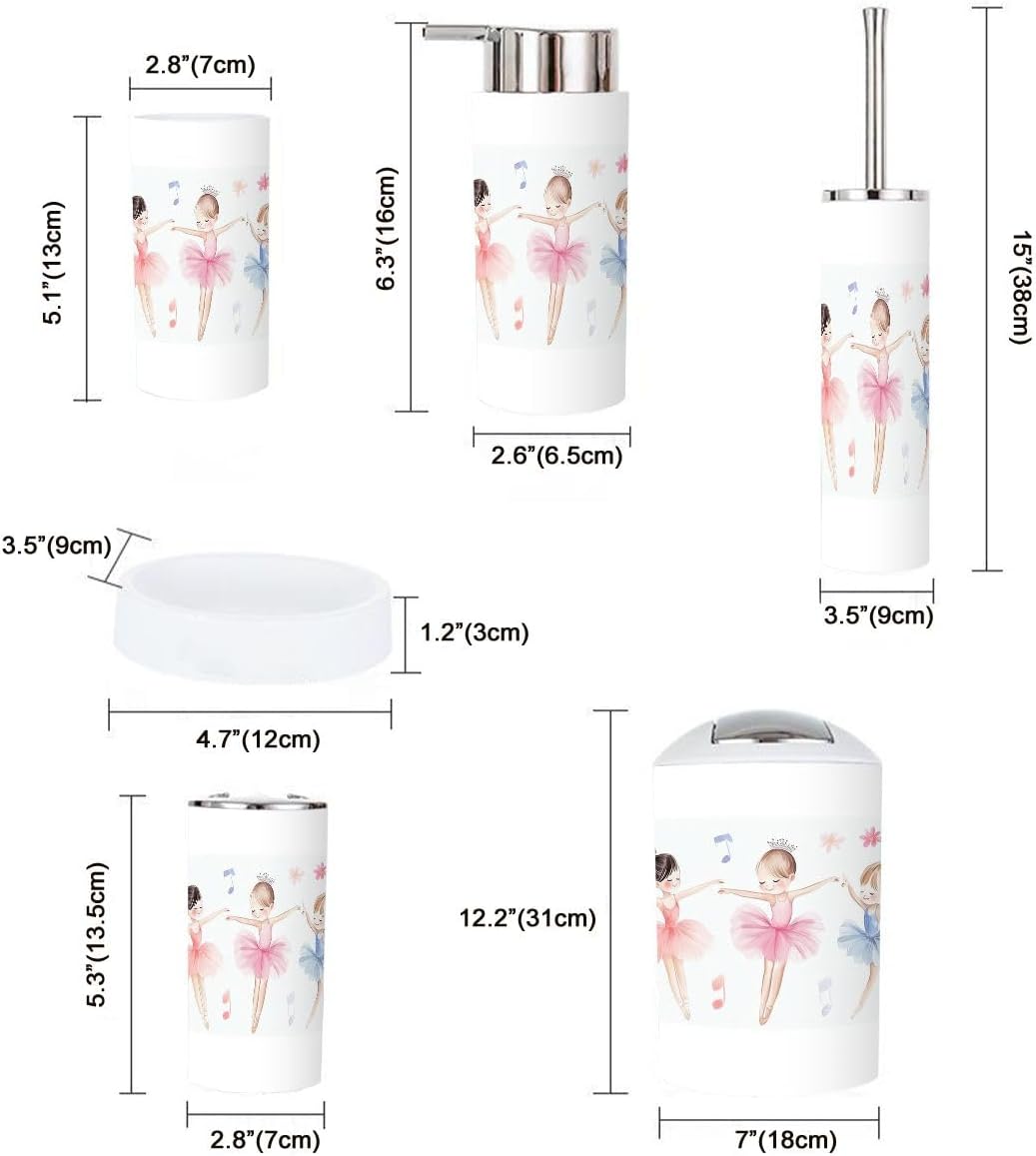 6-Piece Bathroom Set Cute Girl Design