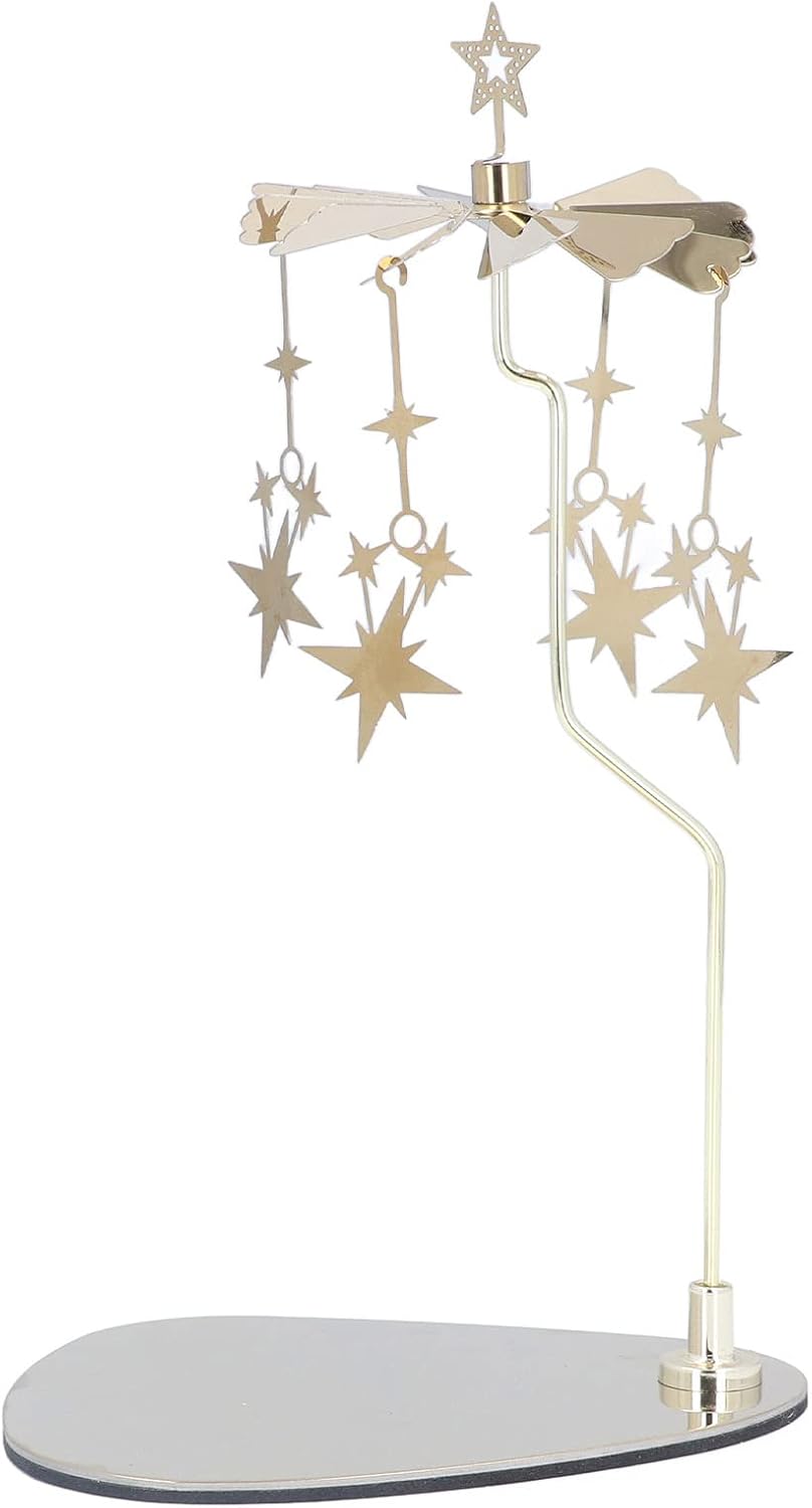 Stainless Steel Rotating Candle Holder Gold Star Design Home Decoration