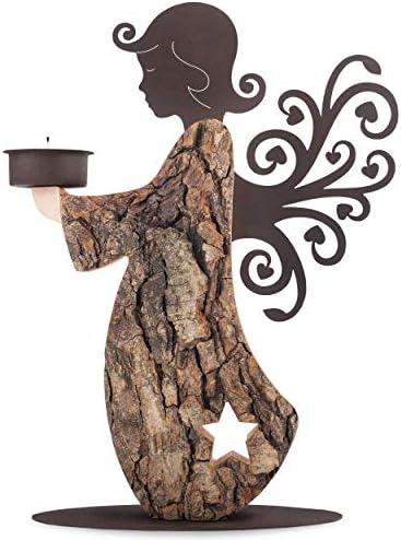 Wood Angel Tealight Candle Holder - Handcrafted Memorial Decor