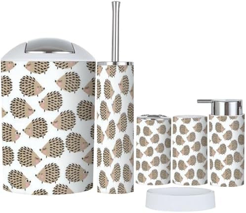 JBNJANKDAV Bathroom Accessories Set 6 Pcs Cute Hedgehogs Decor