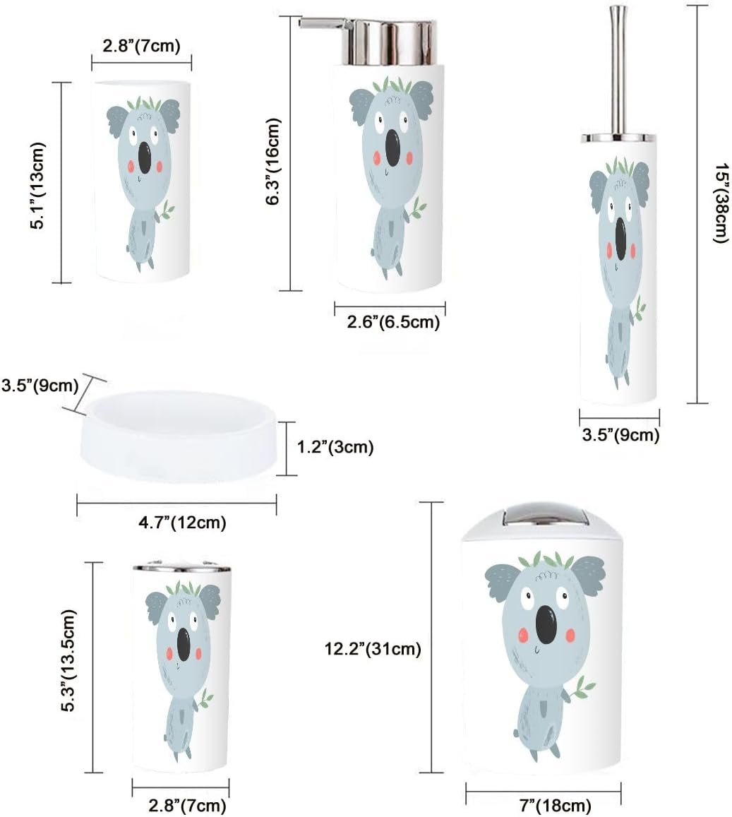 Cute Koala Bathroom Set - 6-Piece Collection for Kids Bathroom Nursery Use
