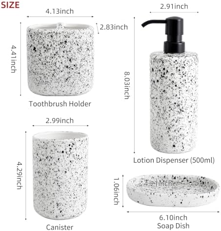 Rich Leisure Bathroom Accessory Set - 4-Piece Ink-Splattered Design
