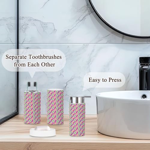 6-Piece Bathroom Accessories Set with Rainbow Pattern