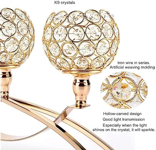 Elegant Crystal Candle Holders 3-Arm Tealight Centerpiece for Dining Tables