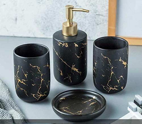 YYW Black Ceramic Bathroom Set - Sturdy and Stylish for Your Vanity