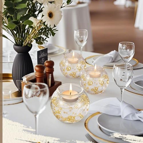 8-Piece Gold Pearl Votive Candle Holders