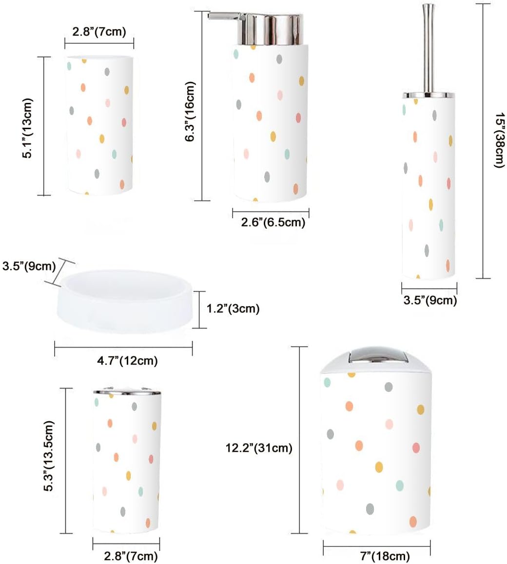 Bright Confetti Bathroom Accessories Set 6 Pcs