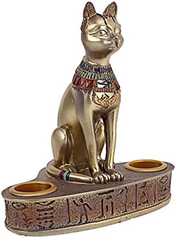 Bastet preferring Egyptian Cat Candle Holder Set of Two