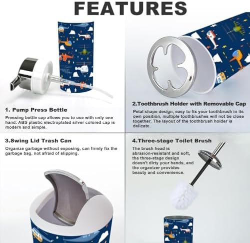 6 Piece Bathroom Accessory Set Cute Cartoon Design