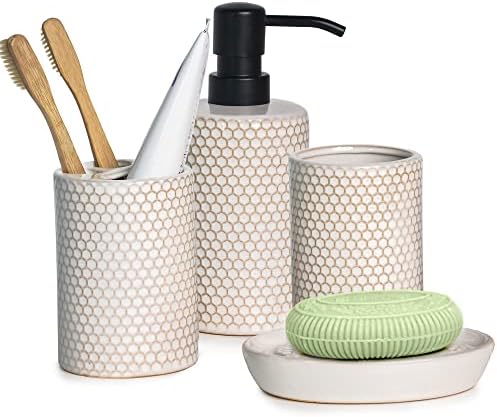 Complete 4-Piece Bathroom Set Honeycomb Design Modern Practical