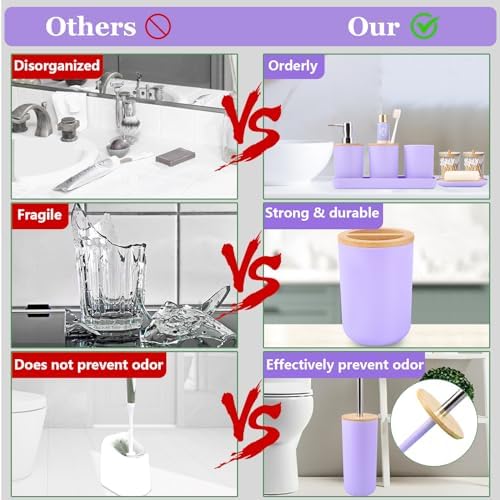 SLDIYWOW Purple Bathroom Accessories Set