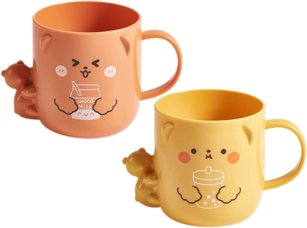 Healifty 2-Piece Funny Cartoon Mouthwash Cup for Kids