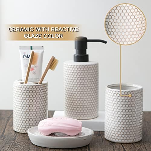 Complete 4-Piece Bathroom Set Honeycomb Design Modern Practical