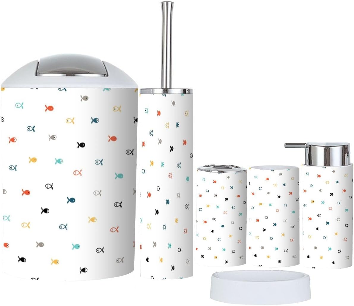 Bathroom Accessory Set 6 Piece - Small Fish Design