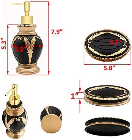 LUANT 4 Piece Bathroom Accessory Set Black with Gold