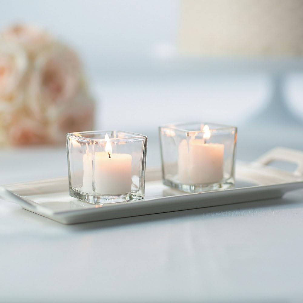 12-Piece Clear Square Candlelight Holders