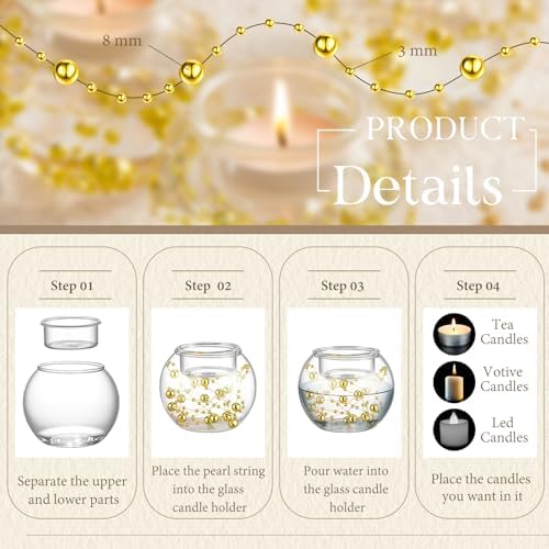 8-Piece Gold Pearl Votive Candle Holders