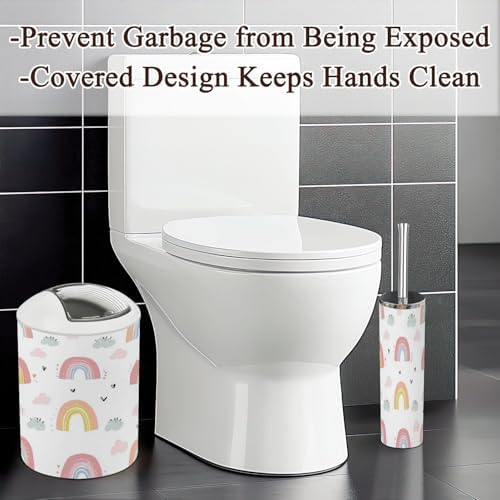 Jbnjankdav 6 Piece Bathroom Accessories Set with Rainbows Design