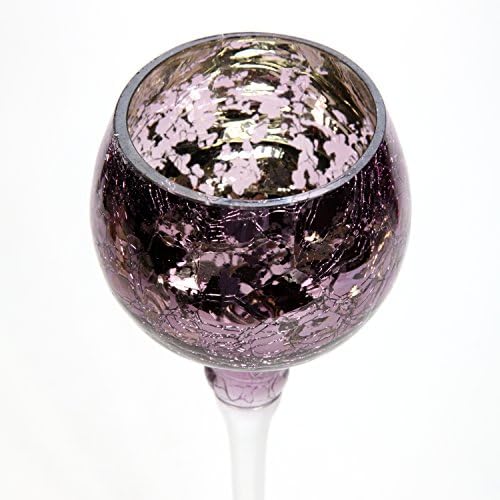 Hosley Set of 3 Crackle Purple Glass Tealight Holders
