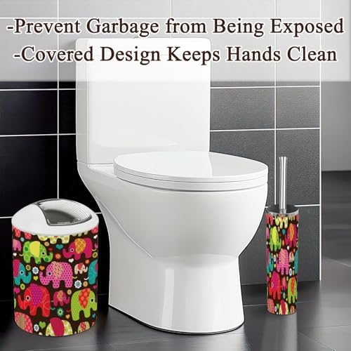 Bathroom Accessories Set 6 Pcs Retro Elephant Kids Pattern