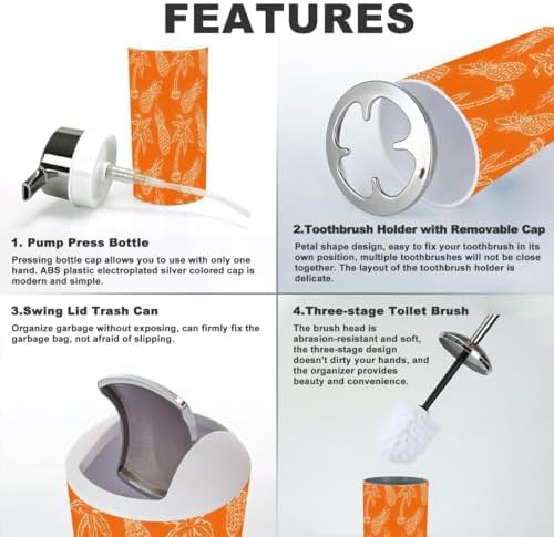 Tropical Bathroom Accessories Set 6 Pcs
