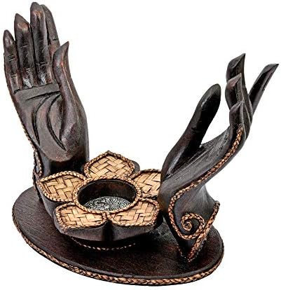 AeraVida Handcarved Open-Handed Candle Jewelry Holder