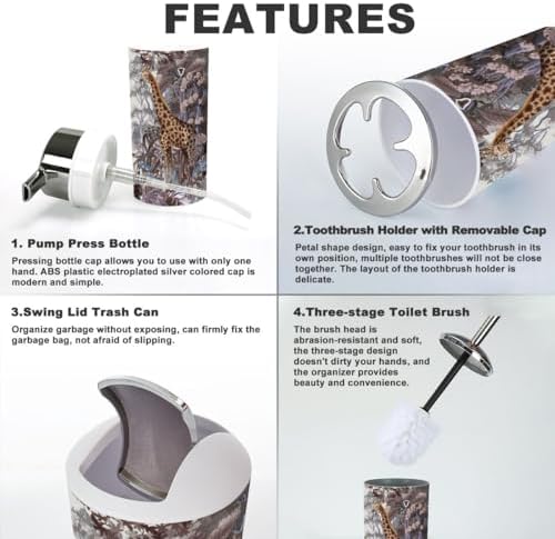 JBNJANKDAV 6-Piece Jungle Bathroom Accessories Set