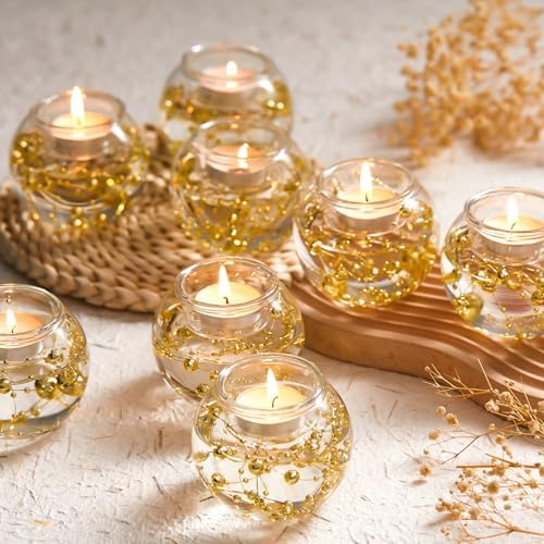 8-Piece Gold Pearl Votive Candle Holders