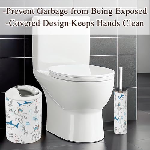 Cute Shark Octopus Bathroom Accessories Set 6 Pcs