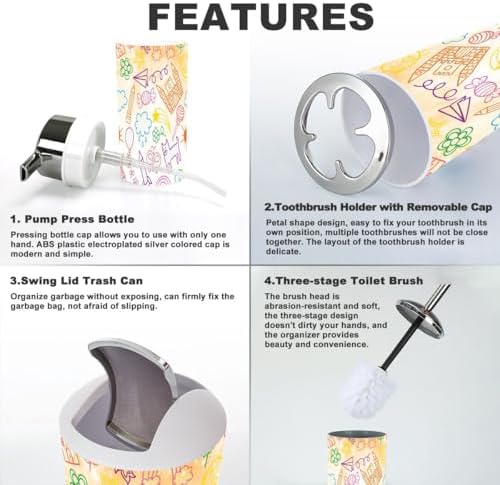 Bath Time Fun Collection 6-Piece Kids-Friendly Bathroom Accessory Set