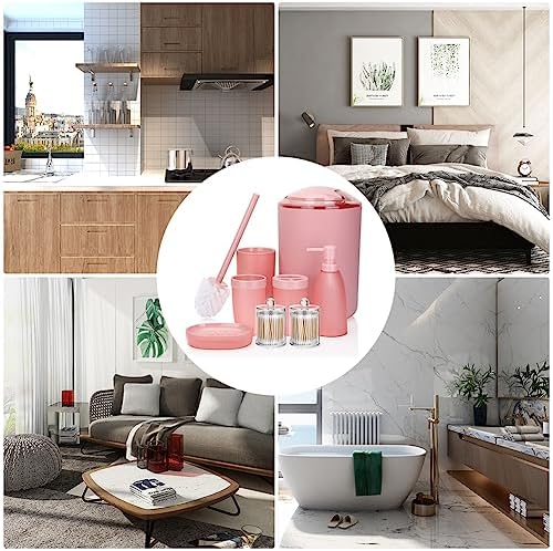 OTOSTAR Pink Bathroom Accessory Set - 8-Piece Essential Collection