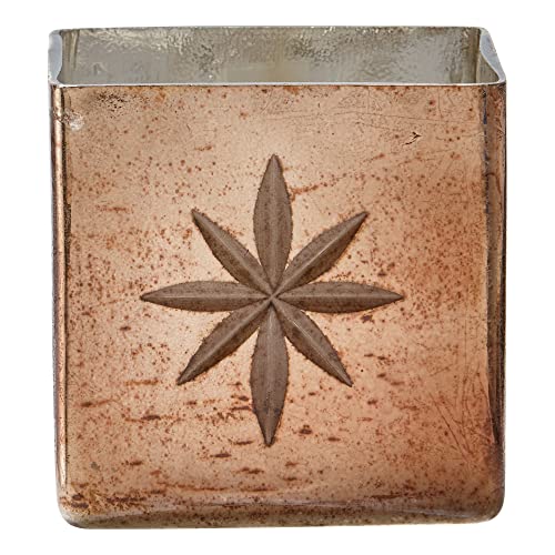 Hand-etched gold candle holder for tealight - Reflective design